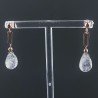 Orecchini Graffetta In Argento 925 A Nodo Orafo Oro Rosa Con Quarzo Rutillato Tormalinato Goccia Briolette Sfaccettato A Mano