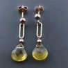Orecchini Graffetta In Argento 925 A Nodo Orafo Oro Rosa Con Quarzo Citrino Idrotermale Goccia Briolette Sfaccettato A Mano