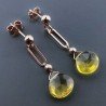 Orecchini Graffetta In Argento 925 A Nodo Orafo Oro Rosa Con Quarzo Citrino Idrotermale Goccia Briolette Sfaccettato A Mano