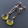 Orecchini Graffetta In Argento 925 A Nodo Orafo Oro Rosa Con Quarzo Citrino Idrotermale Goccia Briolette Sfaccettato A Mano