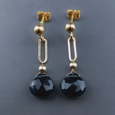 Orecchini Graffetta In Argento 925 A Nodo Orafo Dorato Con Topazio Londra Idrotermale Goccia Briolette Sfaccettato A Mano