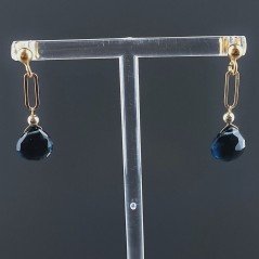 Orecchini Graffetta In Argento 925 A Nodo Orafo Dorato Con Topazio Londra Idrotermale Goccia Briolette Sfaccettato A Mano