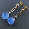 Orecchini Graffetta In Argento 925 A Nodo Orafo Dorato Con Calcedonio Blu Goccia Briolette Sfaccettato A Mano