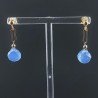 Orecchini Graffetta In Argento 925 A Nodo Orafo Dorato Con Calcedonio Blu Goccia Briolette Sfaccettato A Mano