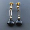 Orecchini Graffetta In Argento 925 A Nodo Orafo Dorato Con Spinello Nero Goccia Briolette Sfaccettato A Mano