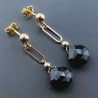 Orecchini Graffetta In Argento 925 A Nodo Orafo Dorato Con Spinello Nero Goccia Briolette Sfaccettato A Mano