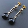 Orecchini Graffetta In Argento 925 A Nodo Orafo Dorato Con Spinello Nero Goccia Briolette Sfaccettato A Mano