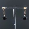 Orecchini Graffetta In Argento 925 A Nodo Orafo Dorato Con Spinello Nero Goccia Briolette Sfaccettato A Mano