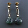 Orecchini Graffetta In Argento 925 A Nodo Orafo Dorato Con Radice Di Smeraldo Goccia Briolette Sfaccettato A Mano