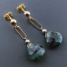 Orecchini Graffetta In Argento 925 A Nodo Orafo Dorato Con Radice Di Smeraldo Goccia Briolette Sfaccettato A Mano