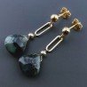 Orecchini Graffetta In Argento 925 A Nodo Orafo Dorato Con Radice Di Smeraldo Goccia Briolette Sfaccettato A Mano