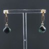 Orecchini Graffetta In Argento 925 A Nodo Orafo Dorato Con Radice Di Smeraldo Goccia Briolette Sfaccettato A Mano