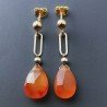 Orecchini Graffetta In Argento 925 A Nodo Orafo Dorato Con Corniola Goccia Briolette Sfaccettato A Mano