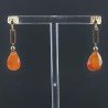 Orecchini Graffetta In Argento 925 A Nodo Orafo Dorato Con Corniola Goccia Briolette Sfaccettato A Mano