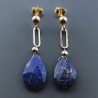 Orecchini Graffetta In Argento 925 A Nodo Orafo Dorato Con Lapis Lazuli Goccia Briolette Sfaccettato A Mano