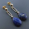 Orecchini Graffetta In Argento 925 A Nodo Orafo Dorato Con Lapis Lazuli Goccia Briolette Sfaccettato A Mano