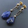 Orecchini Graffetta In Argento 925 A Nodo Orafo Dorato Con Lapis Lazuli Goccia Briolette Sfaccettato A Mano