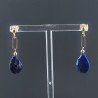Orecchini Graffetta In Argento 925 A Nodo Orafo Dorato Con Lapis Lazuli Goccia Briolette Sfaccettato A Mano