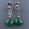 Orecchini Graffetta In Argento 925 A Nodo Orafo Oro Rosa Con Onice Verde Goccia Briolette Sfaccettato A Mano