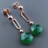 Orecchini Graffetta In Argento 925 A Nodo Orafo Oro Rosa Con Onice Verde Goccia Briolette Sfaccettato A Mano