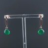 Orecchini Graffetta In Argento 925 A Nodo Orafo Oro Rosa Con Onice Verde Goccia Briolette Sfaccettato A Mano