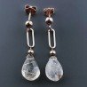 Orecchini Graffetta In Argento 925 A Nodo Orafo Oro Rosa Con Quarzo Rutillato Oro Goccia Briolette Sfaccettato A Mano