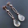 Orecchini Graffetta In Argento 925 A Nodo Orafo Oro Rosa Con Quarzo Rutillato Oro Goccia Briolette Sfaccettato A Mano