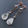 Orecchini Graffetta In Argento 925 A Nodo Orafo Oro Rosa Con Quarzo Rutillato Oro Goccia Briolette Sfaccettato A Mano