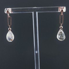 Orecchini Graffetta In Argento 925 A Nodo Orafo Oro Rosa Con Quarzo Rutillato Oro Goccia Briolette Sfaccettato A Mano
