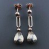Orecchini Graffetta In Argento 925 A Nodo Orafo Oro Rosa Con Pirite Naturale Goccia Briolette Sfaccettato A Mano