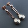 Orecchini Graffetta In Argento 925 A Nodo Orafo Oro Rosa Con Pirite Naturale Goccia Briolette Sfaccettato A Mano