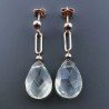 Orecchini Graffetta In Argento 925 A Nodo Orafo Oro Rosa Con Ametista Verde (Prasiolite) Goccia Briolette Sfaccettato A Mano
