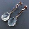 Orecchini Graffetta In Argento 925 A Nodo Orafo Oro Rosa Con Ametista Verde (Prasiolite) Goccia Briolette Sfaccettato A Mano