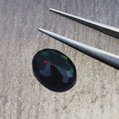 Opale Nero Forma Ovale Sfaccettato A Mano Gemma Sciolte 12X9X4-5mm 2,25 Carati 1pz