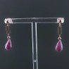 Orecchini Graffetta In Argento 925 A Nodo Orafo Oro Rosa Con Radice Di Rubino Naturale Goccia Briolette Sfaccettato A Mano