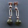 Orecchini Graffetta In Argento 925 A Nodo Orafo Dorato Con Olivina (Peridoto) Cipolla Goccia Briolette Sfaccettato A Mano