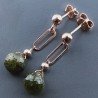 Orecchini Graffetta In Argento 925 A Nodo Orafo Dorato Con Olivina (Peridoto) Cipolla Goccia Briolette Sfaccettato A Mano