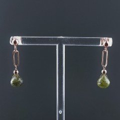 Orecchini Graffetta In Argento 925 A Nodo Orafo Dorato Con Olivina (Peridoto) Cipolla Goccia Briolette Sfaccettato A Mano
