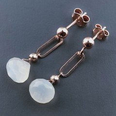 Orecchini Graffetta In Argento 925 A Nodo Orafo Dorato Con Pietra Di Luna (Adularia) Cipolla Goccia Briolette Sfaccettato A Mano