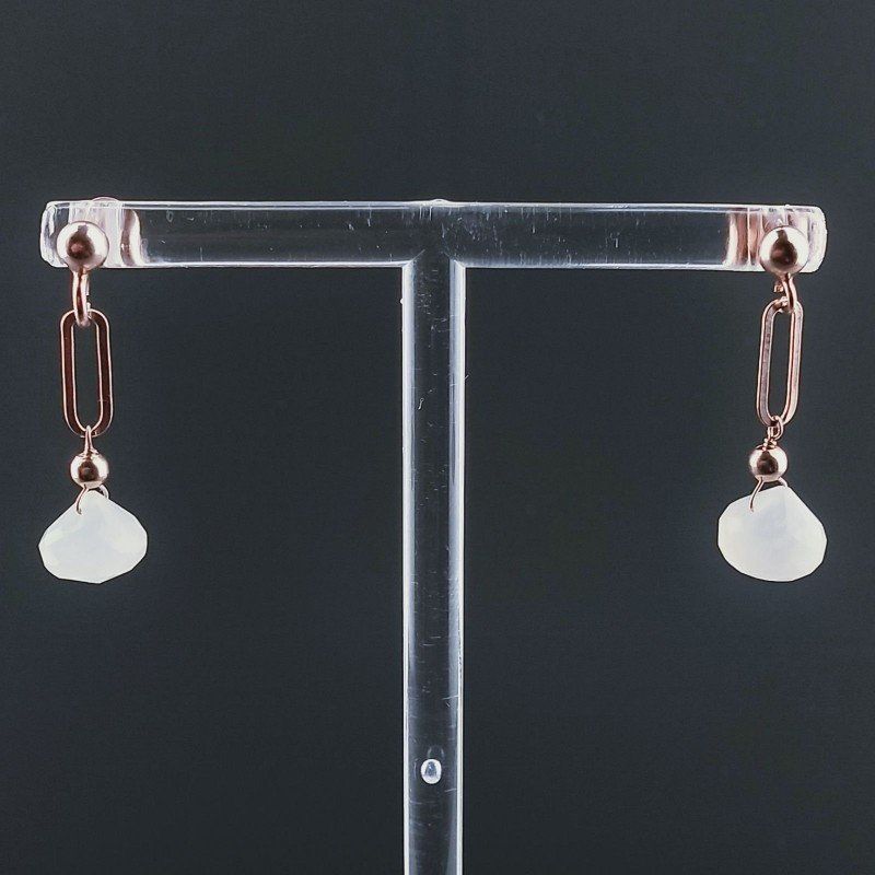 Orecchini Graffetta In Argento 925 A Nodo Orafo Dorato Con Pietra Di Luna (Adularia) Cipolla Goccia Briolette Sfaccettato A Mano