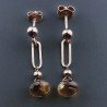 Orecchini Graffetta In Argento 925 A Nodo Orafo Oro Rosa Con Quarzo Birra Cipolla Goccia Briolette Sfaccettato A Mano