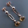Orecchini Graffetta In Argento 925 A Nodo Orafo Oro Rosa Con Quarzo Birra Cipolla Goccia Briolette Sfaccettato A Mano