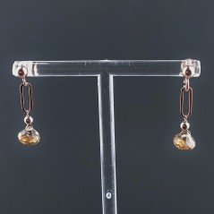 Orecchini Graffetta In Argento 925 A Nodo Orafo Oro Rosa Con Quarzo Birra Cipolla Goccia Briolette Sfaccettato A Mano