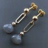 Orecchini Graffetta In Argento 925 A Nodo Orafo Dorato Con Pietra Di Luna Grigia Cipolla Goccia Briolette Sfaccettato A Mano