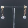 Orecchini Graffetta In Argento 925 A Nodo Orafo Dorato Con Pietra Di Luna Grigia Cipolla Goccia Briolette Sfaccettato A Mano