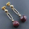 Orecchini Graffetta In Argento 925 A Nodo Orafo Dorato Con Radice Di Rubino Naturale Cipolla Goccia Briolette Sfaccettato A Mano
