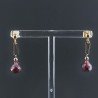 Orecchini Graffetta In Argento 925 A Nodo Orafo Dorato Con Radice Di Rubino Naturale Cipolla Goccia Briolette Sfaccettato A Mano