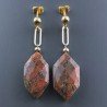 Orecchini Graffetta In Argento 925 A Nodo Orafo Dorato Con Unakite Naturale Pentagon Briolette Sfaccettato A Mano