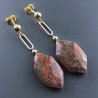 Orecchini Graffetta In Argento 925 A Nodo Orafo Dorato Con Unakite Naturale Pentagon Briolette Sfaccettato A Mano