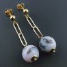 Orecchini Graffetta In Argento 925 A Nodo Orafo Dorato Con Opale Rosa Tondo Sfaccettato A Mano